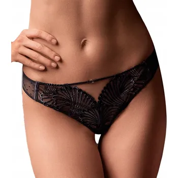 Kalhotky Dámské kalhotky brazilské kalhotky s výšivkou a tylem, sexy černé Lormar M