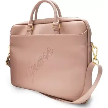 brašna na notebook GUESS PU Saffiano Vintage Script Computer Bag 15-16" růžová (3666339005283)