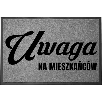 Rohožka ŠEDÁ VSTUPNÍ ROHOŽKA 60X40 POD DVEŘE POZOR NA OBYVATELE