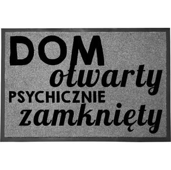 VCHODOVÁ ROHOŽKA ŠEDÁ 40X60 CM KE DVEŘÍM S HUMOREM VTIPNÁ DOMOV OTEVŘENÝ
