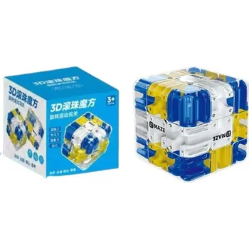 Hlavolam Logická Hra Kostka Labyrint Modrá 3x3 3D Rotační
