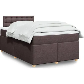 Postel vidaXL Box spring postel s matrací 120x190 cm textil [3288934] Barva: tmavě hnědá