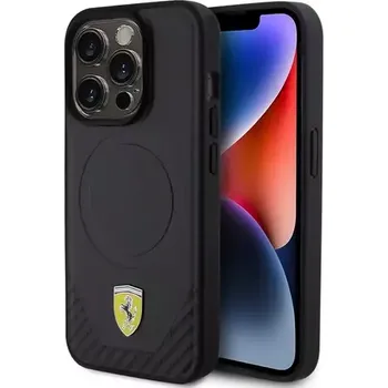 Pouzdro na mobilní telefon Ferrari PU Leather Bottom Carbon MagSafe Zadní Kryt pro Apple iPhone 15 Pro černá (3666339171087)