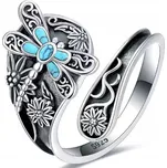 Prstýnek vážka z retro stříbra pozlacený boho dárek stříbro 925