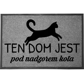 Rohožka ŠEDÁ VSTUPNÍ ROHOŽKA 60X40CM POD DVEŘE - S MOTIVEM DOHLEDU KOČKY