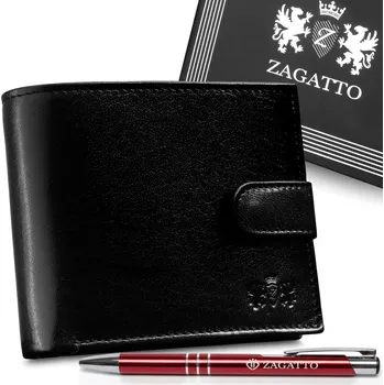 Peněženka Pánská kožená peněženka černá horizontální pravá kůže ochrana RFID ZAGATTO