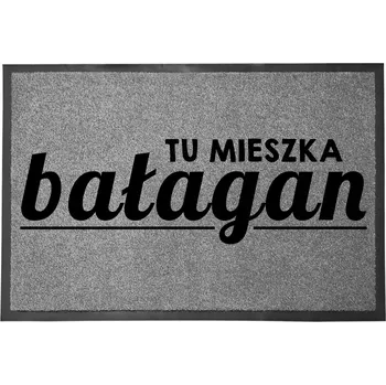 Rohožka VCHODOVÁ ROHOŽKA ŠEDÁ 40X60 CM KE DVEŘÍM S HUMOREM TADY BYDLÍ