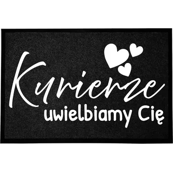 ČERNÁ VSTUPNÍ ROHOŽKA 60X40 CM - HUMOR: DORUČOVATELI, MILUJEME TĚ!