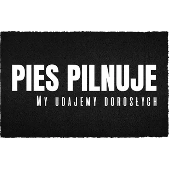 Rohožka KOKOSOVÁ ROHOŽKA ČERNÁ VSTUPNÍ 60X40CM S NÁPISEM PES HLÍDÁ