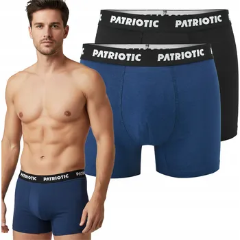 Pánské spodní prádlo Pánské boxerky Patriotic, balení 2 kusy - bavlna 95%, pohodlné, černé a tmavě modré, velikost XL