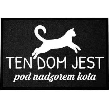 Rohožka ČERNÁ ROHOŽKA PŘED DVEŘE 60X40CM - POD DOZOREM KOČKY