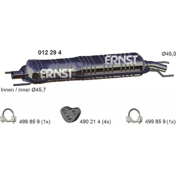 Výfukový systém Střední tlumič výfuku ERNST 012294