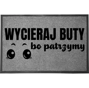 Rohožka VSTUPNÍ ROHOŽKA ŠEDÁ 40X60 POD DVEŘE, S HUMOREM UTÍREJ, PROTOŽE SE DÍVÁME