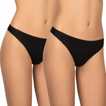 Kalhotky Tanga 2pack, střední stav, černé, dámské spodní prádlo Kleo S