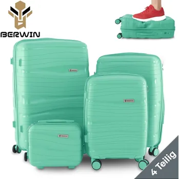 Sada cestovních kufrů 4v1 s kosmetickým kufříkem Mátové Tvrdé