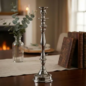 Svícen Kovový svícen MONDEX 36,5 cm stříbrný