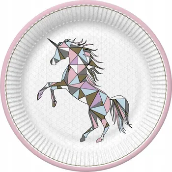 Talíř Sada 8 papírových talířů s grafikou Unicorn Wild, 18 cm