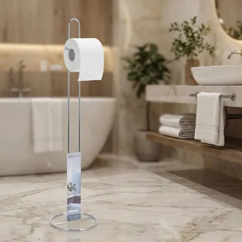 Stojan na toaletní papír MONDEX BATHROOM SOLUTIONS 13,5 × 60 cm chrom
