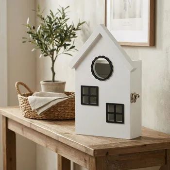 Železářství Skříňka na klíče Domek MONDEX STACY 20 × 6 × 29,5 cm bílá