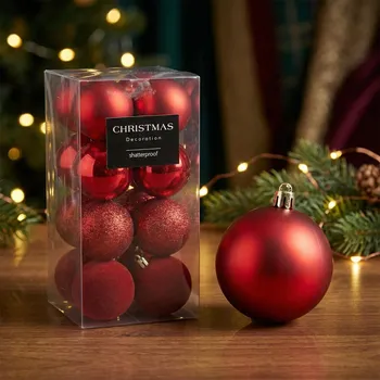 Vánoční dekorace Vánoční ozdoby MONDEX 5 cm červené 16 ks