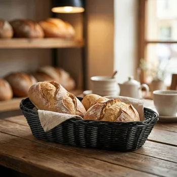 chlebník Oválný košík MONDEX SINO 30 × 16,5 × 7 cm černý