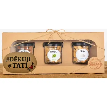 Dárková krabička Dárková sada Kešu či Mandlí 3ks NAMIXUJ si SÁM Děkuji tati (Dárková sada Kešu či Mandlí 3ks NAMIXUJ si SÁM Děkuji tati)