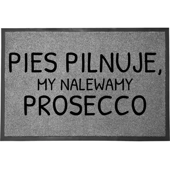 Rohožka VCHODOVÁ ROHOŽKA ŠEDÁ 40X60 POD DVEŘE VTIPNÁ NALEVÁME PROSECCO