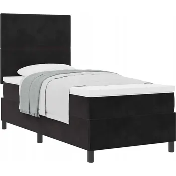 Postel Černá postel s pružinovým jádrem z aksamitu 203 x 80 x 128 cm s matrací