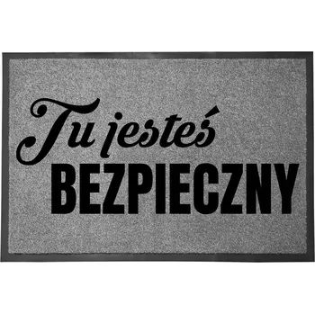 Rohožka ŠEDÁ VSTUPNÍ ROHOŽKA 60X40 POD DVEŘE - TADY JSTE V BEZPEČÍ