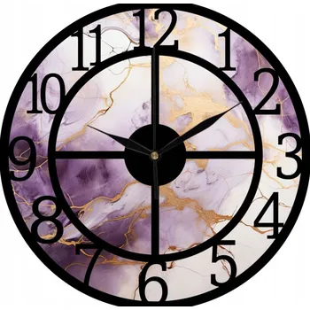 Hodiny Nástěnné hodiny Dekorace do obýváku Zdobené fialovým mramorem se zlatem