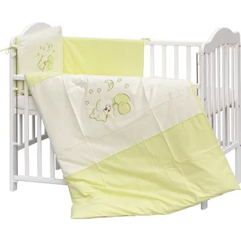 Dětská postýlka Dětská postýlka s kompletní výbavou Scarlett 120 x 60 cm - Měsíček - zelená