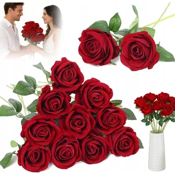 umělá květina 12 KS UMĚLÁ RŮŽE - TVAROVATELNÁ O 360°, NEVYBLEDNE