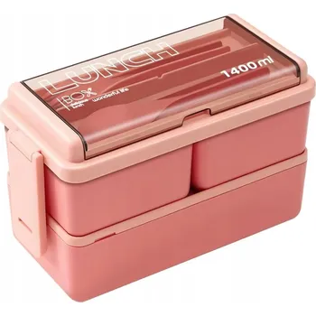 Svačinový box Dvoudílný lunchbox, nádoba na jídlo - Růžová/1400ml KP-38299