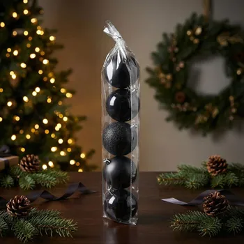 Vánoční dekorace Sada vánočních koulí MONDEX 7 cm černé 6 ks