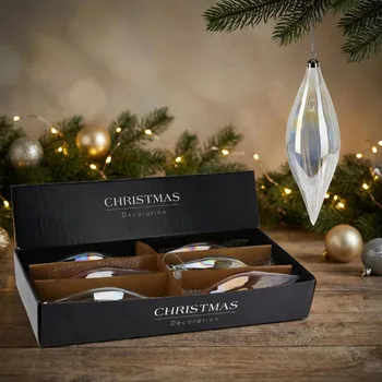 Vánoční dekorace Vánoční kapky MONDEX 21 cm irizující 6 ks