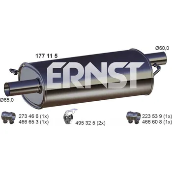 Tlumič výfuku Střední tlumič výfuku ERNST 177115
