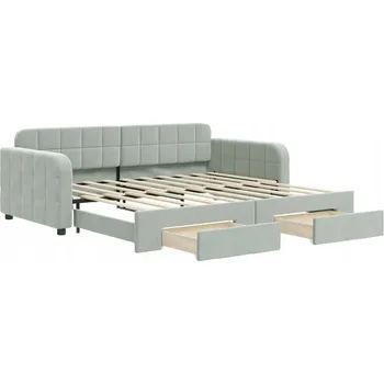 Pohovka Rozkládací pohovka s lůžkem a zásuvkami, světle šedá, 213 x 100 x 71 cm