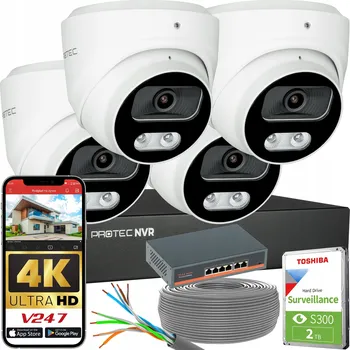 IP kamera Monitorovací sada 4 IP kamer 8MP 4K PoE Switch PoE Detekce osob HDD 2TB