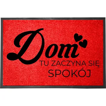 Rohožka ČERVENÁ VSTUPNÍ ROHOŽKA 60X40 cm - PODLOŽKA PŘED DVEŘE NA BOTY - ZÓNA KLIDU