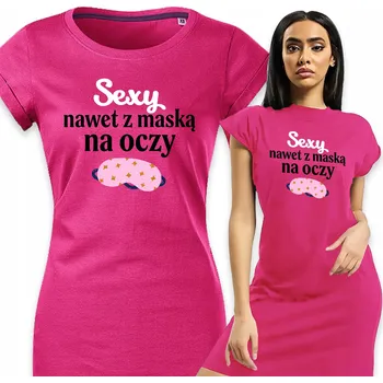 Dámské pyžamo Dámské pyžamo fuchsiové Košile Noční Pohodlné S*xy I s maskou na oči - S