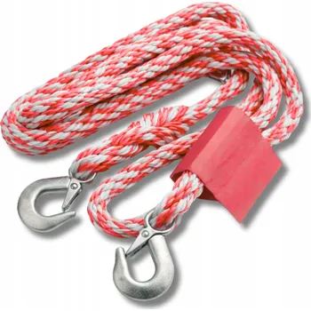 Tažné lano Tažné lano do auta 2,5t 4m Silné pletené s atestem a háky
