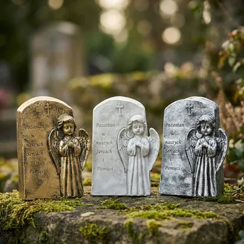 Figura anděla s křížem MONDEX 7 × 13 × 18,5 cm šedá