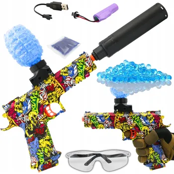 Dětská zbraň Automatická pistole na gelové kuličky, vícebarevná, s tlumičem