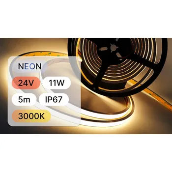 LED páska LED COB pásek 24V / 11W / 480 LED/1m / IP67 / 3000K / 95lm/W / 10mm / Role 5m