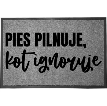 Rohožka VCHODOVÁ ROHOŽKA ŠEDÁ 40X60 KE DVEŘÍM S HUMOREM - VTIPNÁ ROHOŽKA KOČKA IGNORUJE