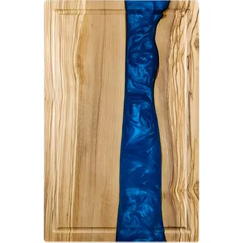 Kuchyňské prkénko Dřevěná krájecí deska EX - 39264 - Hnědá/Modrá KP-39264