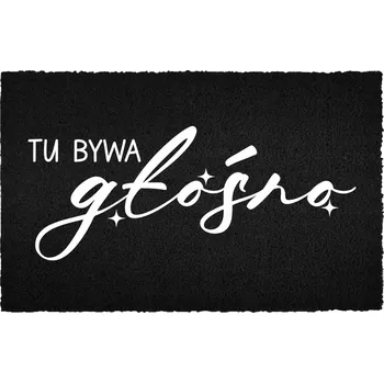 Rohožka KOKOSOVÁ ROHOŽKA ČERNÁ VSTUPNÍ 60X40 CM PRO DŮM S HUMORNÝM NÁPISEM "HLASITĚ"