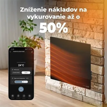 Přímotop Infračervený elektrický ohřívač Aeno Smart, slim provedení 1 cm, 500W, černý
