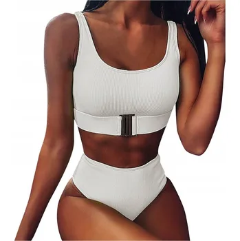 Dámské plavky DÁMSKÉ DVOUDÍLNÉ PLAVKY S VYSOKÝM PASEM, BIKINI TOP, VELIKOST M