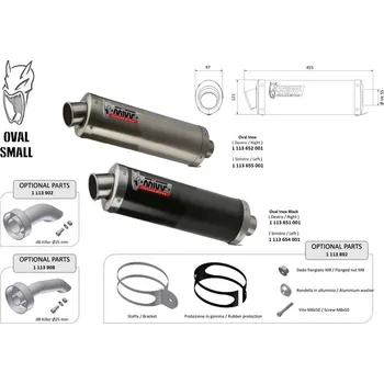 Auto-moto Oválný malý univerzální tlumič MIVV - levá strana 00.73.KU.002.SX1B